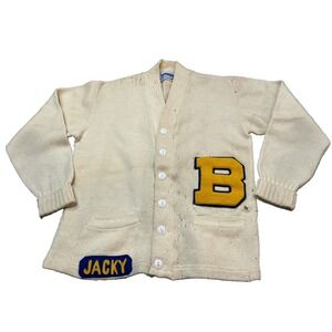 Vintage High School Letterman Cardigan Small Ohio Jr. High Letter Sweater 1960's